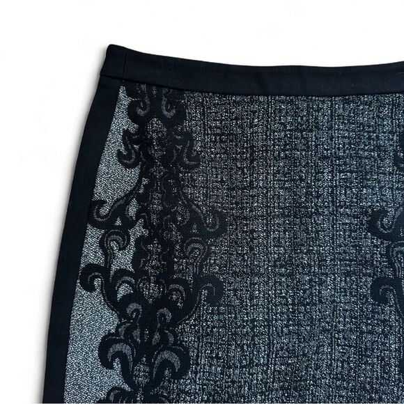 Diane Von Furstenberg Wool Blend Black Floral Lace Pencil Skirt Size 8 - Picture 2 of 9
